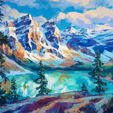 Snow-Capped Peaks Above Emerald Lake 500 Jigsaw Puzzle 3D Modell