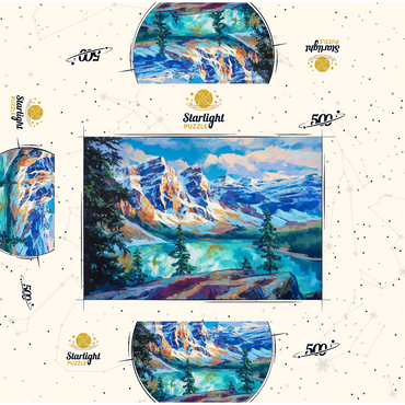 Snow-Capped Peaks Above Emerald Lake 500 Jigsaw Puzzle box 3D Modell