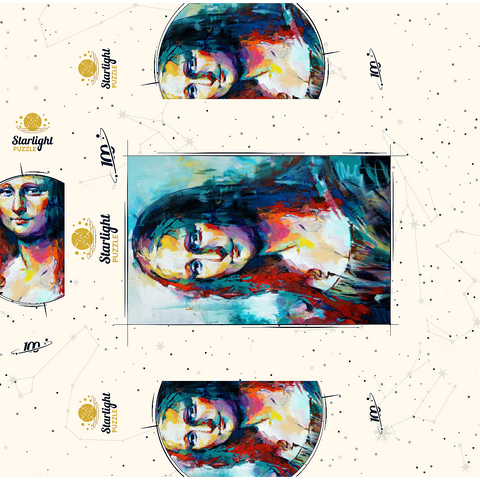 Mona Lisa in Abstract Expressionist Style 100 Jigsaw Puzzle box 3D Modell