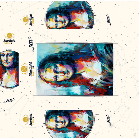 Mona Lisa in Abstract Expressionist Style 500 Jigsaw Puzzle box 3D Modell
