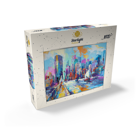 Vibrant urban skyline in expressive art style 1000 Jigsaw Puzzle box view2