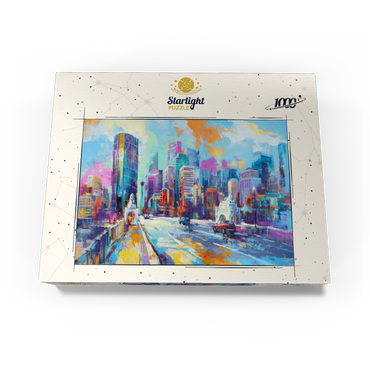 Vibrant urban skyline in expressive art style 1000 Jigsaw Puzzle box view3