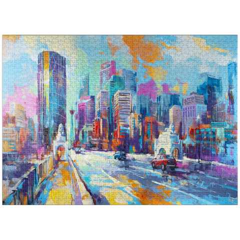 puzzleplate Vibrant urban skyline in expressive art style 1000 Jigsaw Puzzle