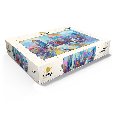 Vibrant urban skyline in expressive art style 500 Jigsaw Puzzle box view1