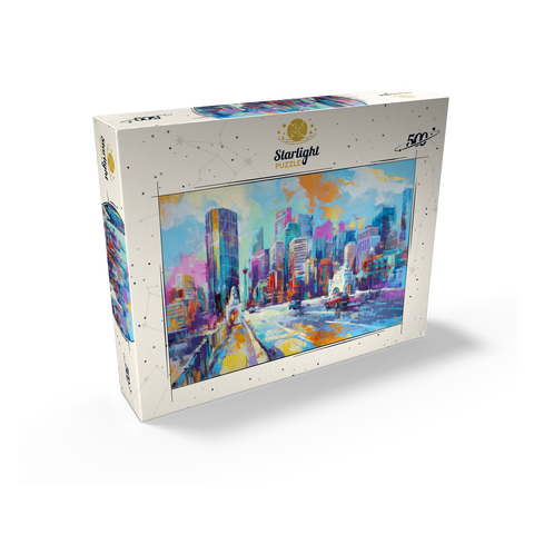 Vibrant urban skyline in expressive art style 500 Jigsaw Puzzle box view2