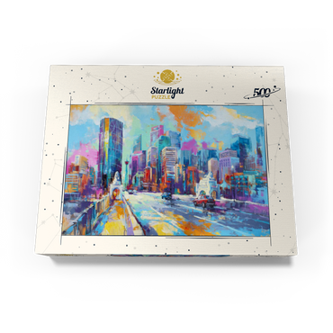 Vibrant urban skyline in expressive art style 500 Jigsaw Puzzle box view3