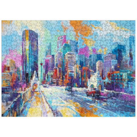 puzzleplate Vibrant urban skyline in expressive art style 500 Jigsaw Puzzle