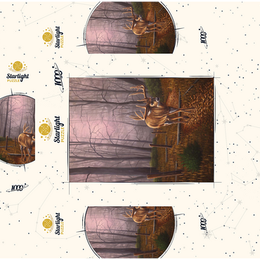 White-Tailed Deer in Autumn Forest Mist 1000 Jigsaw Puzzle box 3D Modell