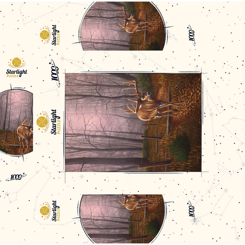 White-Tailed Deer in Autumn Forest Mist 1000 Jigsaw Puzzle box 3D Modell