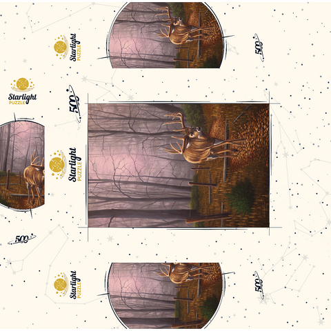 White-Tailed Deer in Autumn Forest Mist 500 Jigsaw Puzzle box 3D Modell