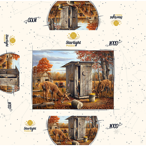 Autumn Deer Surprise at Hunting Cabin 1000 Jigsaw Puzzle box 3D Modell