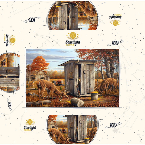 Autumn Deer Surprise at Hunting Cabin 100 Jigsaw Puzzle box 3D Modell