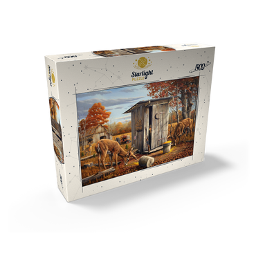 Autumn Deer Surprise at Hunting Cabin 500 Jigsaw Puzzle box view2