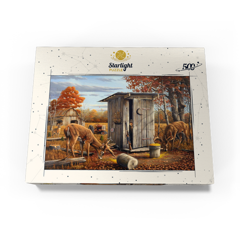Autumn Deer Surprise at Hunting Cabin 500 Jigsaw Puzzle box view3
