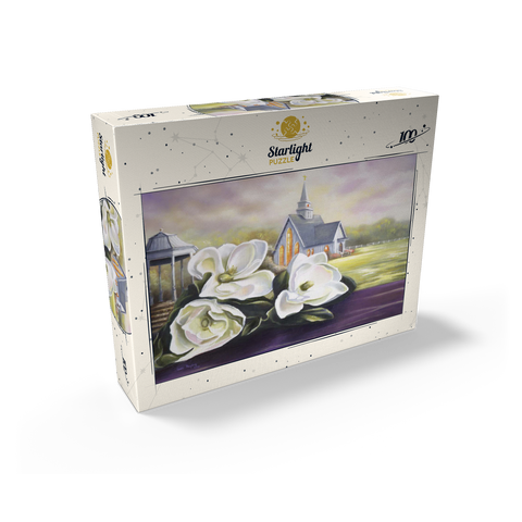 Southern Magnolia Blooms and Country Chapel 100 Jigsaw Puzzle box view2