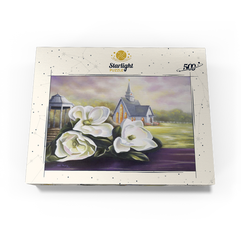 Southern Magnolia Blooms and Country Chapel 500 Jigsaw Puzzle box view3