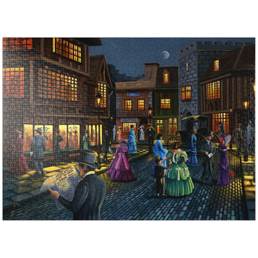 puzzleplate Victorian Street Scene at Moonlit Night 1000 Jigsaw Puzzle