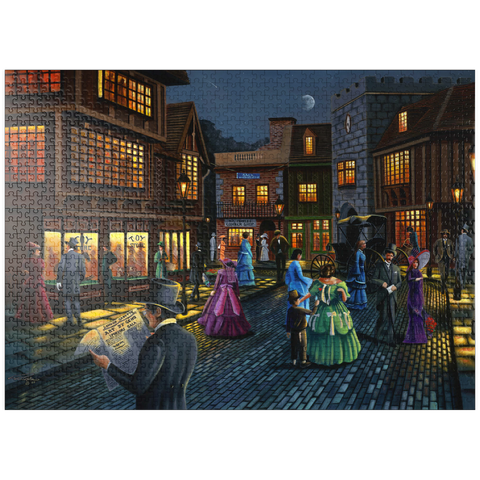 puzzleplate Victorian Street Scene at Moonlit Night 1000 Jigsaw Puzzle