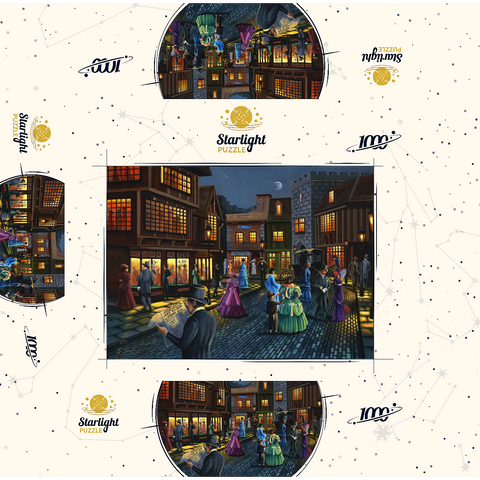 Victorian Street Scene at Moonlit Night 1000 Jigsaw Puzzle box 3D Modell