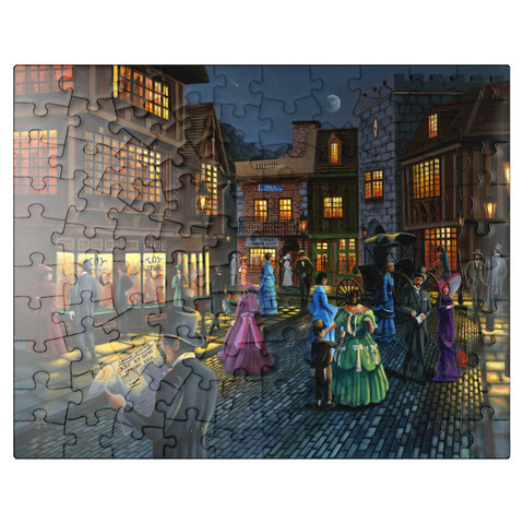 puzzleplate Victorian Street Scene at Moonlit Night 100 Jigsaw Puzzle