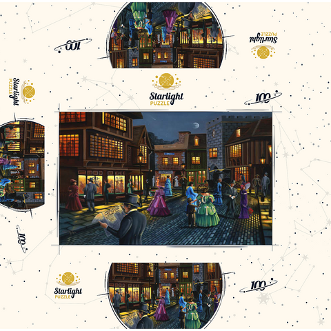 Victorian Street Scene at Moonlit Night 100 Jigsaw Puzzle box 3D Modell