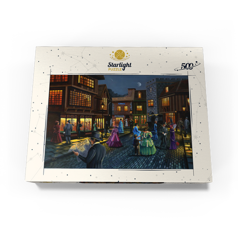 Victorian Street Scene at Moonlit Night 500 Jigsaw Puzzle box view3