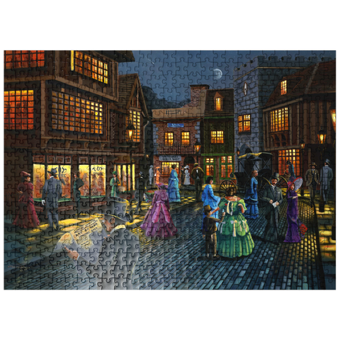 puzzleplate Victorian Street Scene at Moonlit Night 500 Jigsaw Puzzle