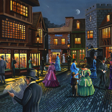 Victorian Street Scene at Moonlit Night 500 Jigsaw Puzzle 3D Modell
