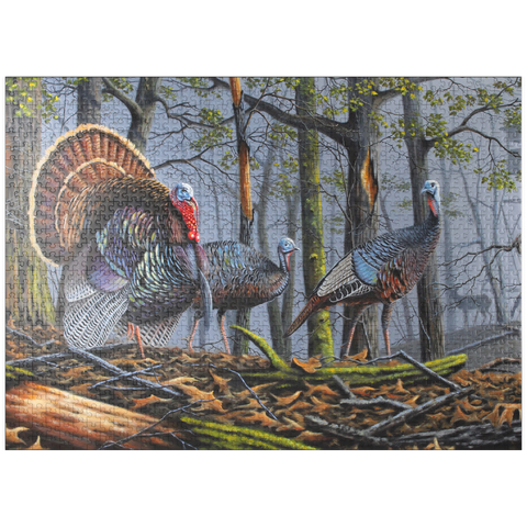 puzzleplate Wild Eastern Turkeys in Foggy Woodland 1000 Jigsaw Puzzle