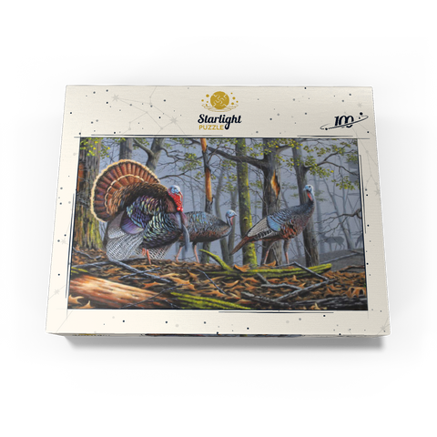 Wild Eastern Turkeys in Foggy Woodland 100 Jigsaw Puzzle box view3