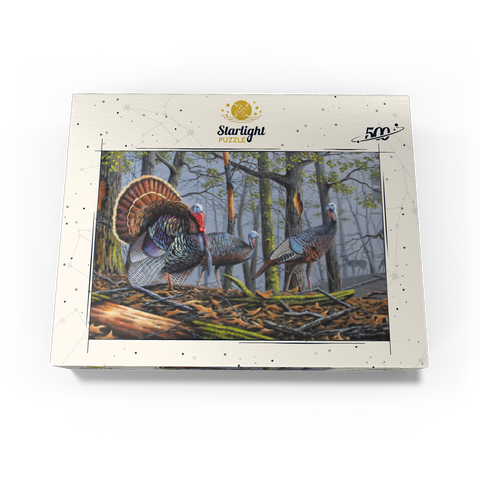 Wild Eastern Turkeys in Foggy Woodland 500 Jigsaw Puzzle box view3