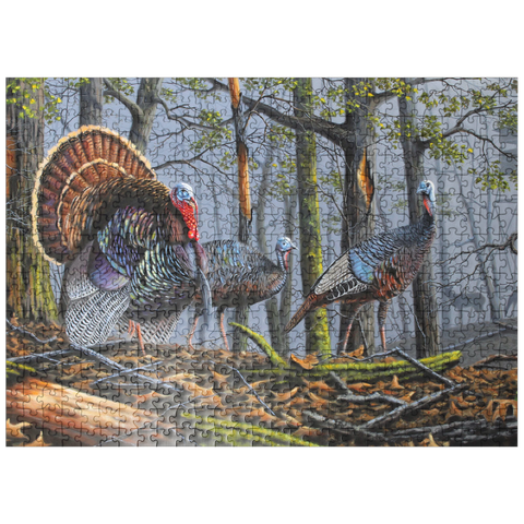 puzzleplate Wild Eastern Turkeys in Foggy Woodland 500 Jigsaw Puzzle