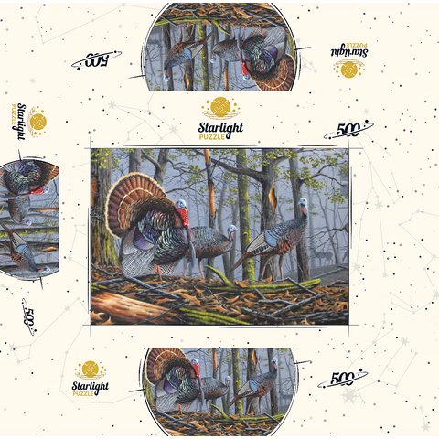 Wild Eastern Turkeys in Foggy Woodland 500 Jigsaw Puzzle box 3D Modell