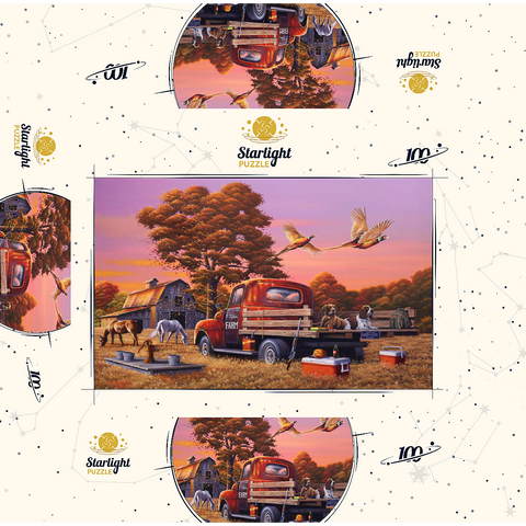 Autumn Farmyard with Pheasants and Vintage Truck 100 Jigsaw Puzzle box 3D Modell