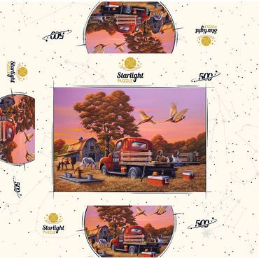 Autumn Farmyard with Pheasants and Vintage Truck 500 Jigsaw Puzzle box 3D Modell