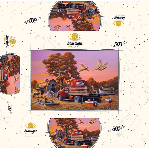 Autumn Farmyard with Pheasants and Vintage Truck 500 Jigsaw Puzzle box 3D Modell