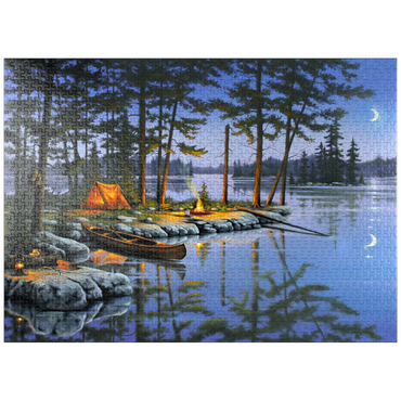 puzzleplate Lakeside Campfire Under Moonlit Sky 1000 Jigsaw Puzzle