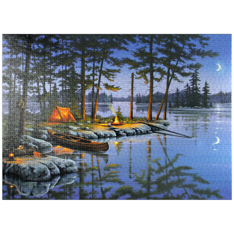 puzzleplate Lakeside Campfire Under Moonlit Sky 1000 Jigsaw Puzzle