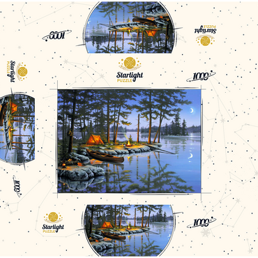 Lakeside Campfire Under Moonlit Sky 1000 Jigsaw Puzzle box 3D Modell