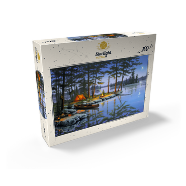 Lakeside Campfire Under Moonlit Sky 100 Jigsaw Puzzle box view2