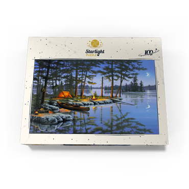 Lakeside Campfire Under Moonlit Sky 100 Jigsaw Puzzle box view3