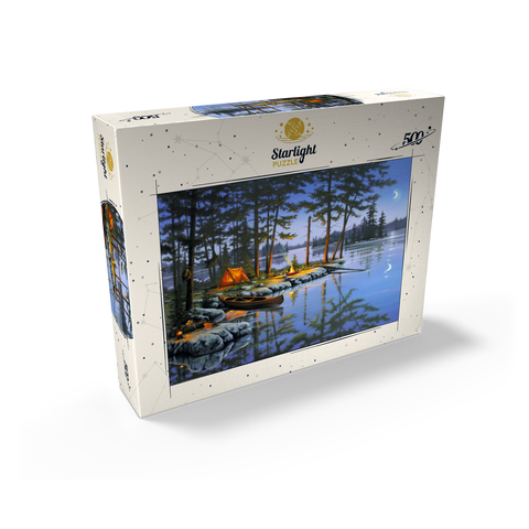 Lakeside Campfire Under Moonlit Sky 500 Jigsaw Puzzle box view2