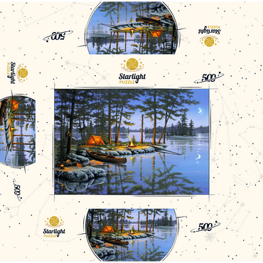 Lakeside Campfire Under Moonlit Sky 500 Jigsaw Puzzle box 3D Modell