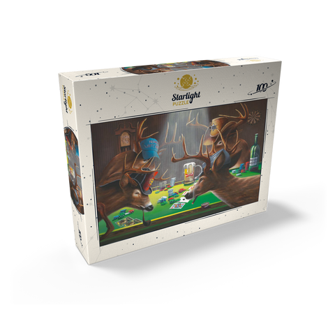 Whitetail Bucks Playing Poker Indoors 100 Jigsaw Puzzle box view2