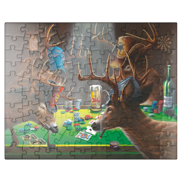 puzzleplate Whitetail Bucks Playing Poker Indoors 100 Jigsaw Puzzle