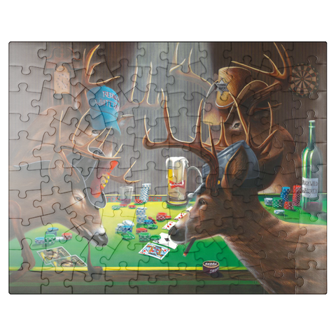 puzzleplate Whitetail Bucks Playing Poker Indoors 100 Jigsaw Puzzle