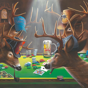 Whitetail Bucks Playing Poker Indoors 500 Jigsaw Puzzle 3D Modell