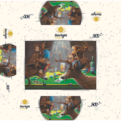 Whitetail Bucks Playing Poker Indoors 500 Jigsaw Puzzle box 3D Modell