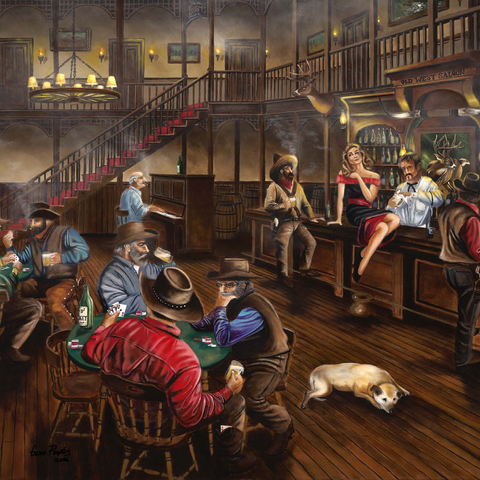 Lively Old West Saloon Gathering 1000 Jigsaw Puzzle 3D Modell