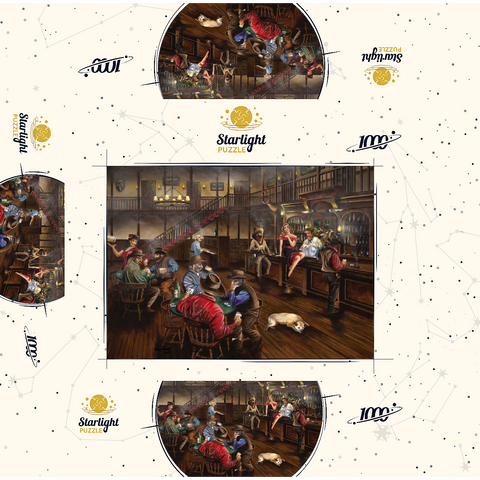 Lively Old West Saloon Gathering 1000 Jigsaw Puzzle box 3D Modell